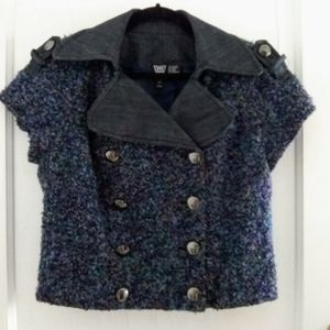 W by Worth Vintage Alpaca Wool Boucle Tweed Military Button Jacket size 12